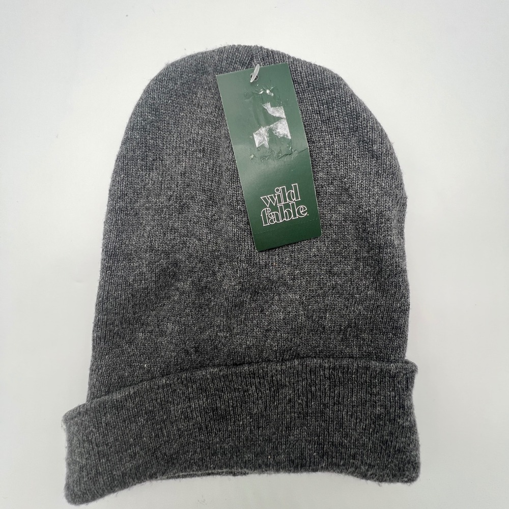 Wild Fable Charcoal Gray Knit Cuffed Beanie Hat SD23-10 One Size NWT